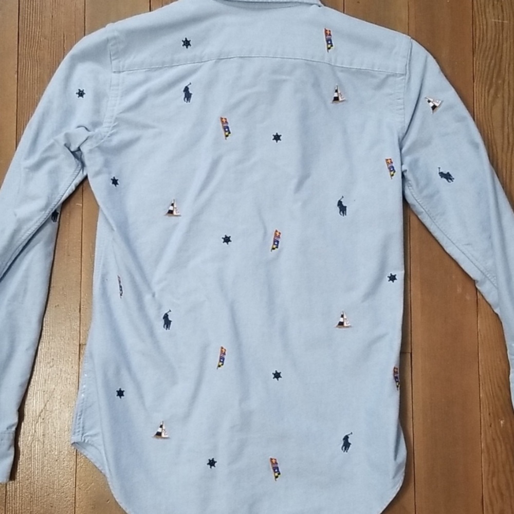 Womens Ralph Lauren Light Blue Embroidered Shirt